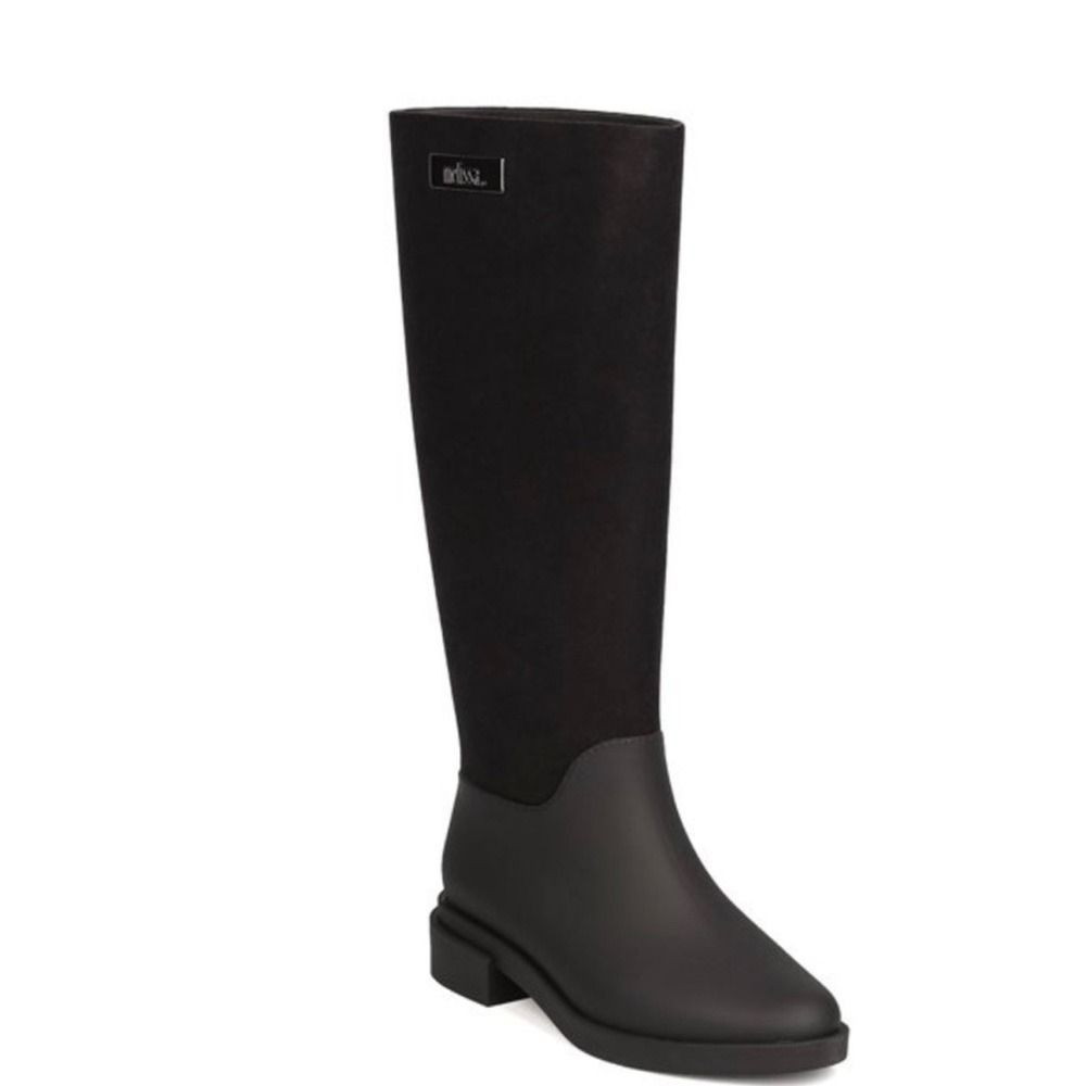 Melissa Black Tall Flocked Rain Boot Size 8 NWOB - Picture 3 of 13